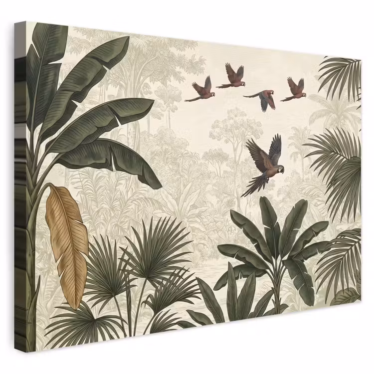 Buiten canvas - Papagaaien - Jungle - Tropisch - Green