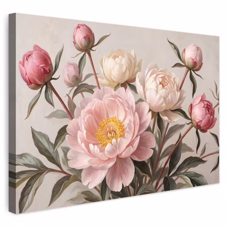 Buiten canvas - Pioenrozen - Boeket - Roze