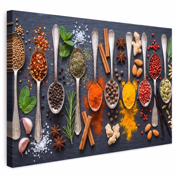 Buiten canvas - Kruiden - Lepels - Culinair - Kleurrijk - Sfeervol