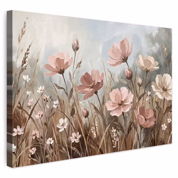 Buiten canvas - Bloemen - Botanisch - Schilderij - Pastel - Rustiek