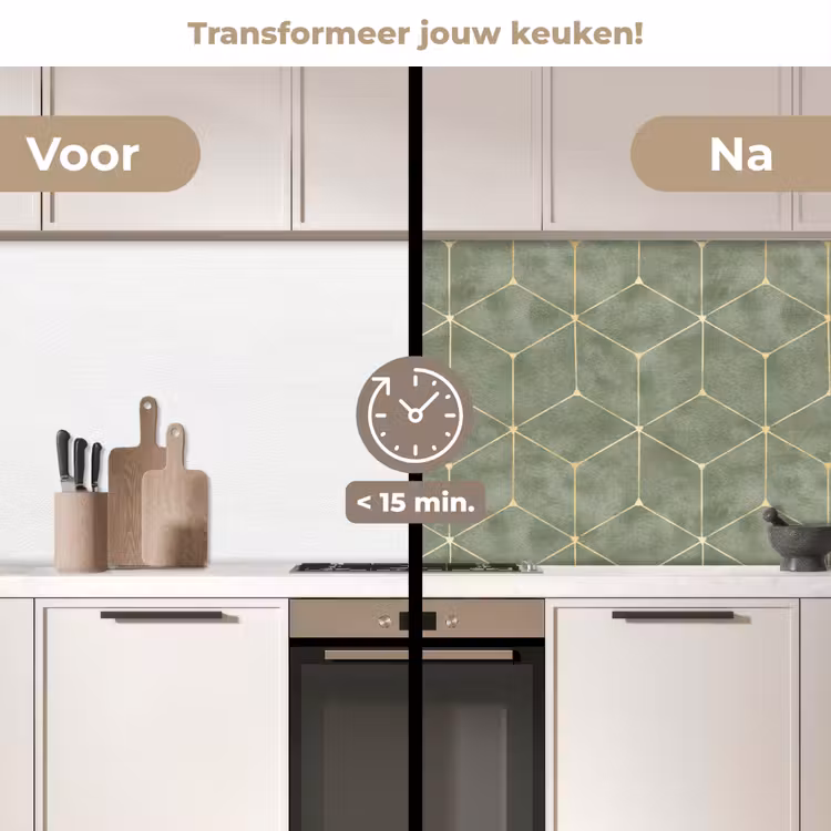 Keuken achterwand - Subtiel - Geometrisch - Goud - Groen — 2