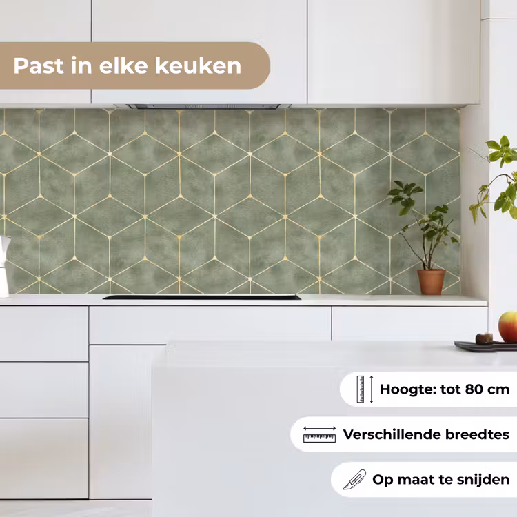 Keuken achterwand - Subtiel - Geometrisch - Goud - Groen — 4