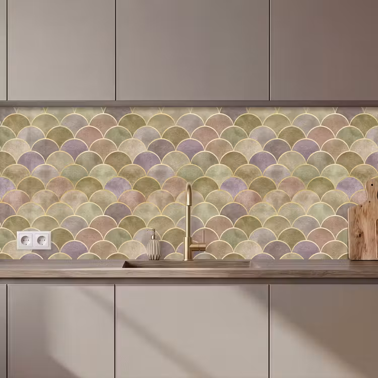 Keuken achterwand - Zacht - Goud - Kleurrijk — 1