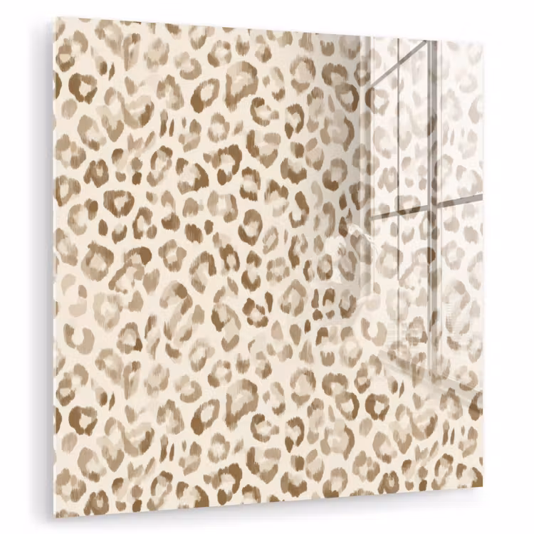 Glas schilderij - Luipaard - Klassiek - Beige