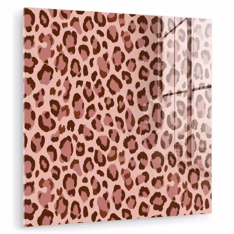Glas schilderij - Luipaard - Patroon - Roze