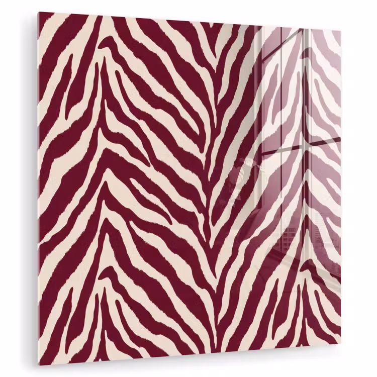Glas schilderij - Zebra - Motief - Bordeaux - Rood
