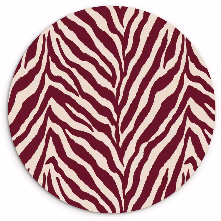 Muurcirkel - Zebra - Motief - Bordeaux - Rood