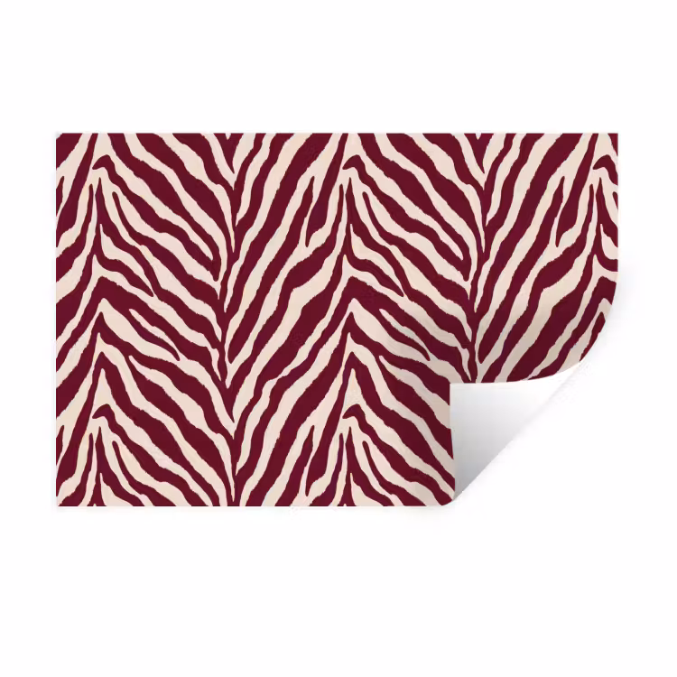 Muursticker - Zebra - Motief - Bordeaux - Rood