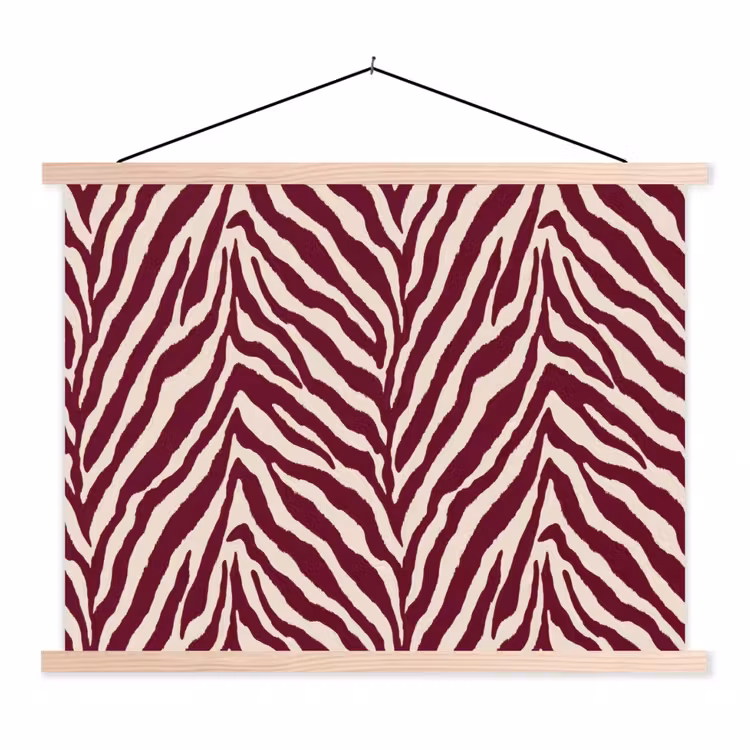 Schoolplaat - Zebra - Motief - Bordeaux - Rood