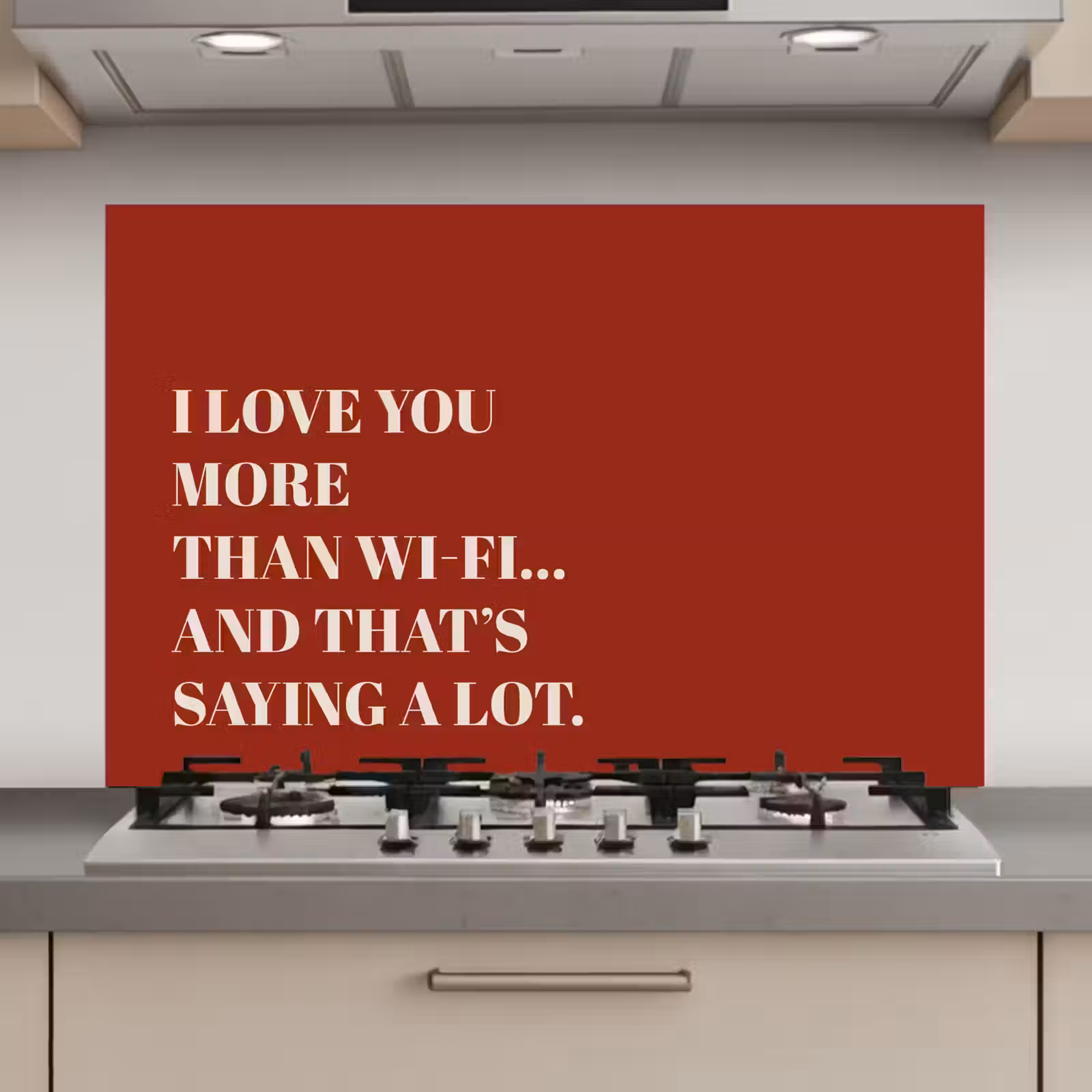 Spatscherm keuken - Rood - Quote - Liefde — 1