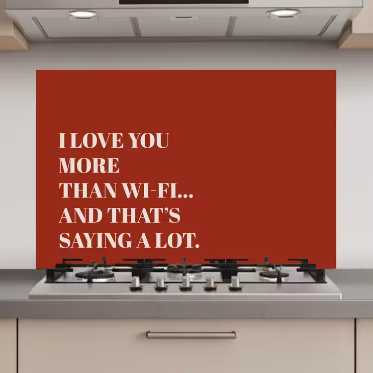 Spatscherm keuken - Rood - Quote - Liefde — 1