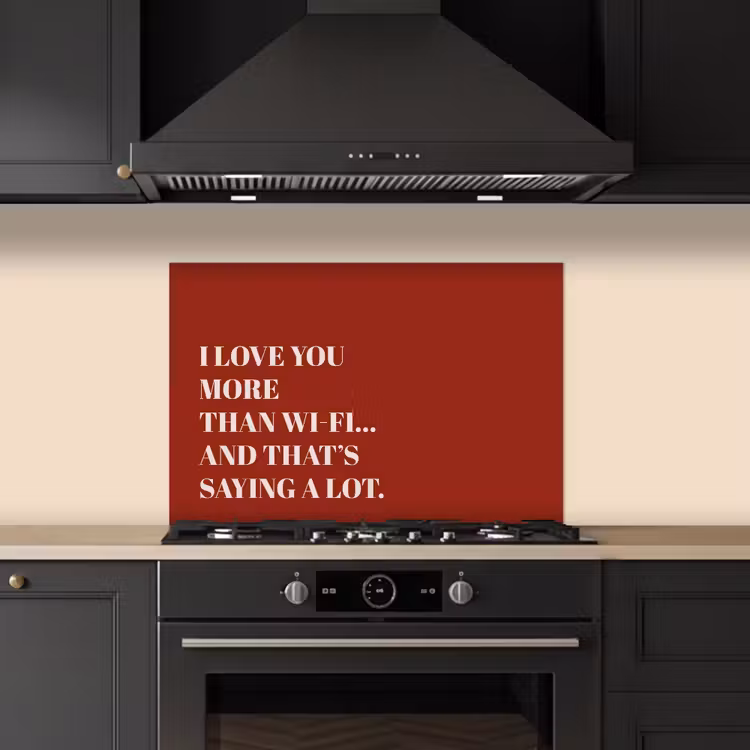 Spatscherm keuken - Rood - Quote - Liefde — 2
