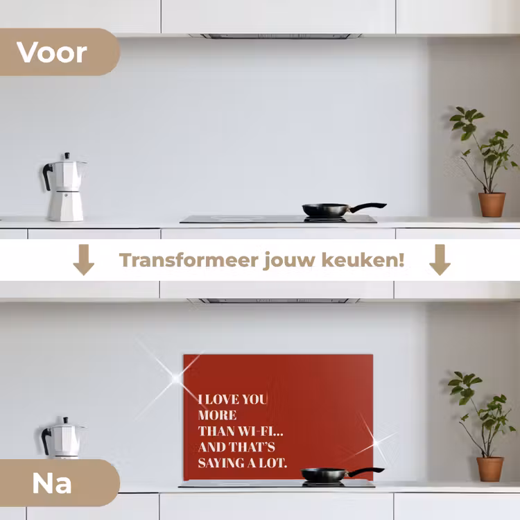 Spatscherm keuken - Rood - Quote - Liefde — 3