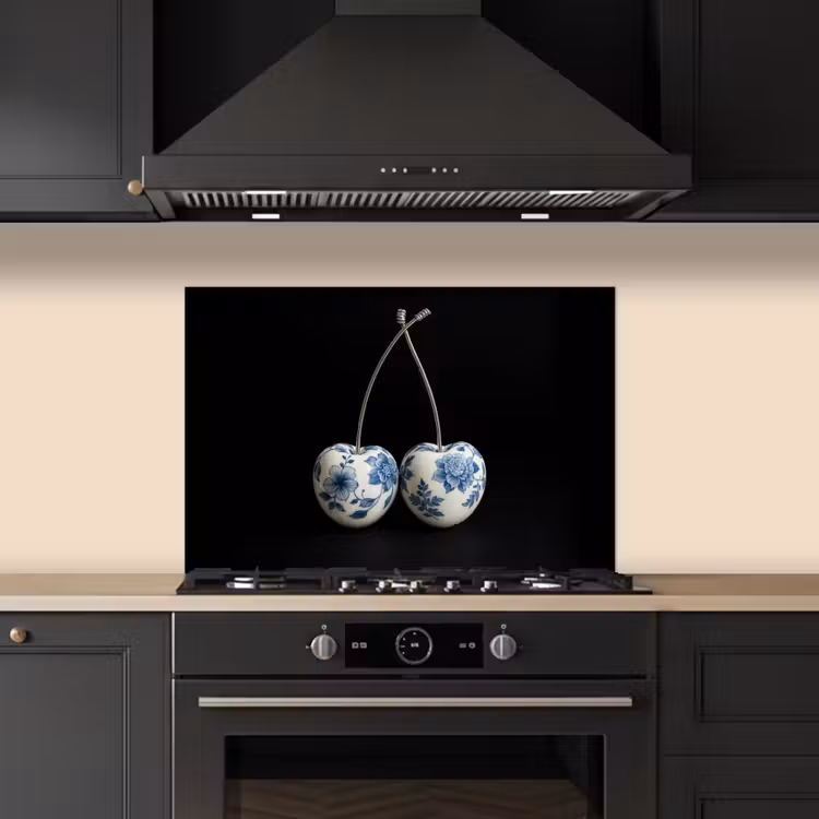 Spatscherm keuken - Kersen - Delfts blauw - Fruit — 2