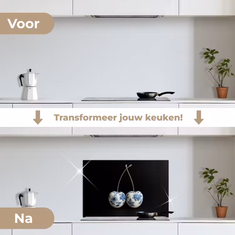 Spatscherm keuken - Kersen - Delfts blauw - Fruit — 3