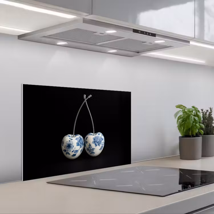 Spatscherm keuken - Kersen - Delfts blauw - Fruit — 5