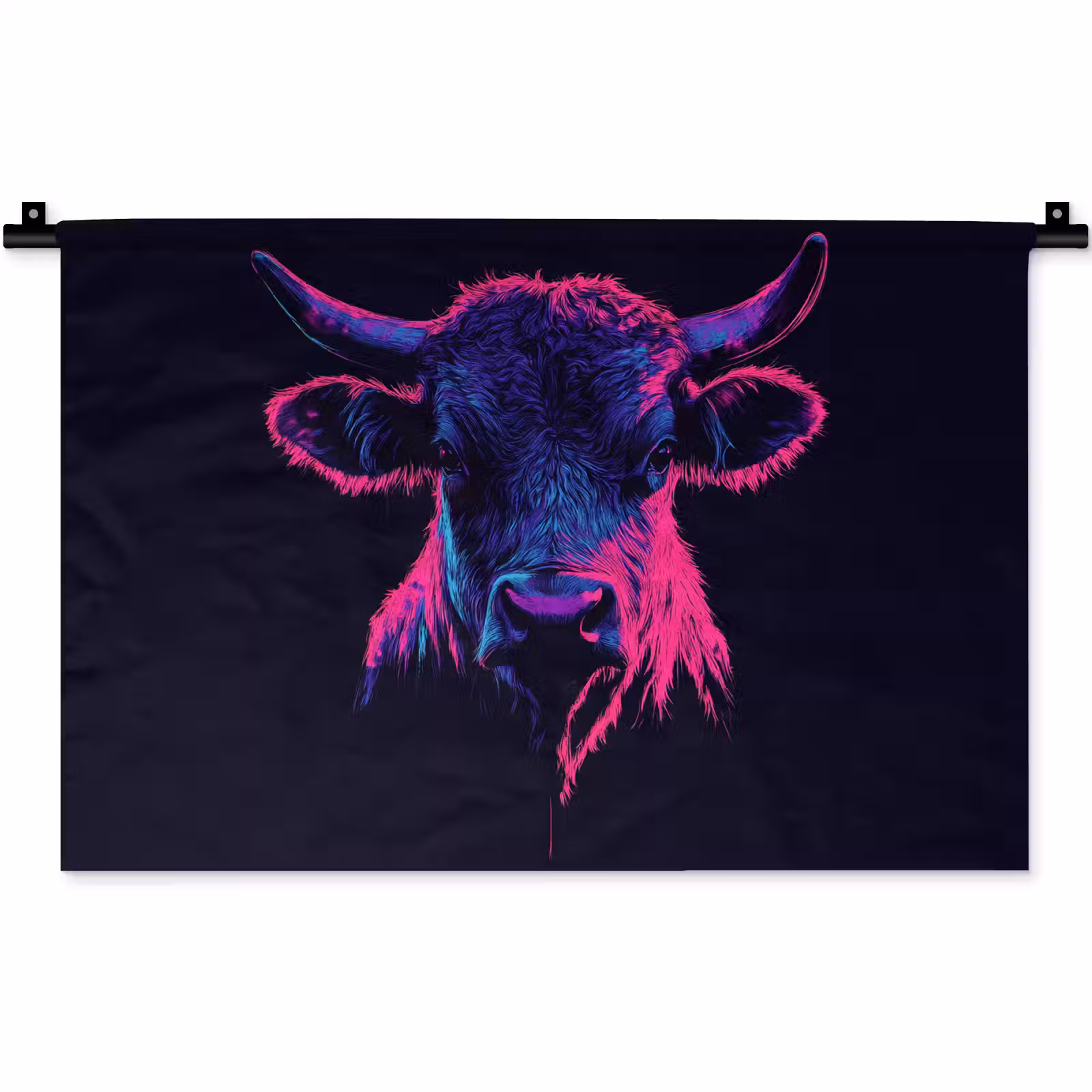 Wandkleed - Stier - Neon - Zwart - Kleur — 1