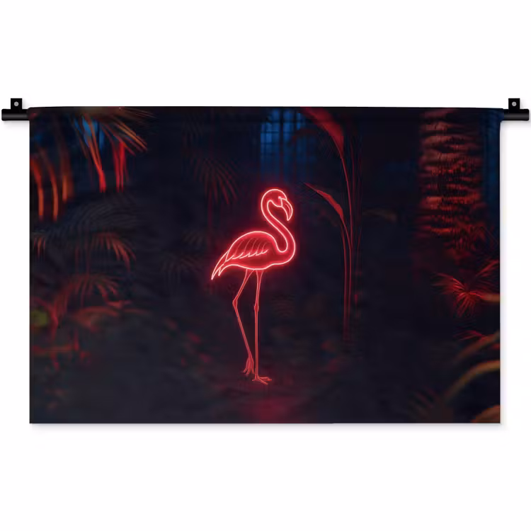 Wandkleed - Flamingo - Roze - Neon - Licht — 1