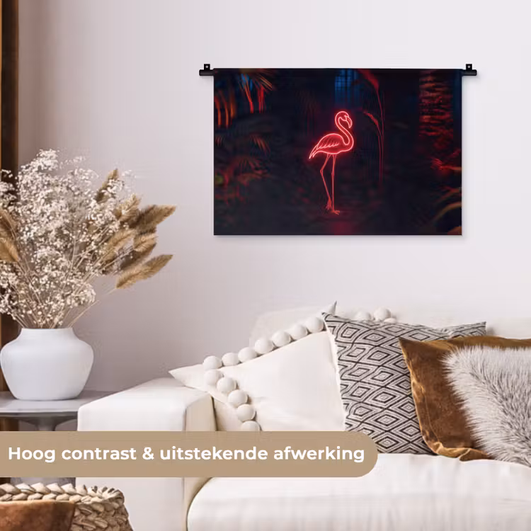 Wandkleed - Flamingo - Roze - Neon - Licht — 4
