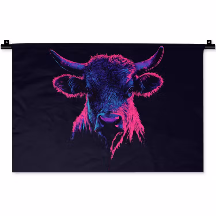 Wandkleed - Stier - Neon - Zwart - Kleur — 1