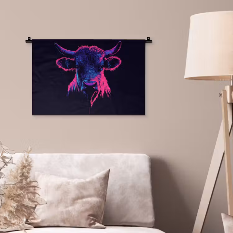 Wandkleed - Stier - Neon - Zwart - Kleur — 2