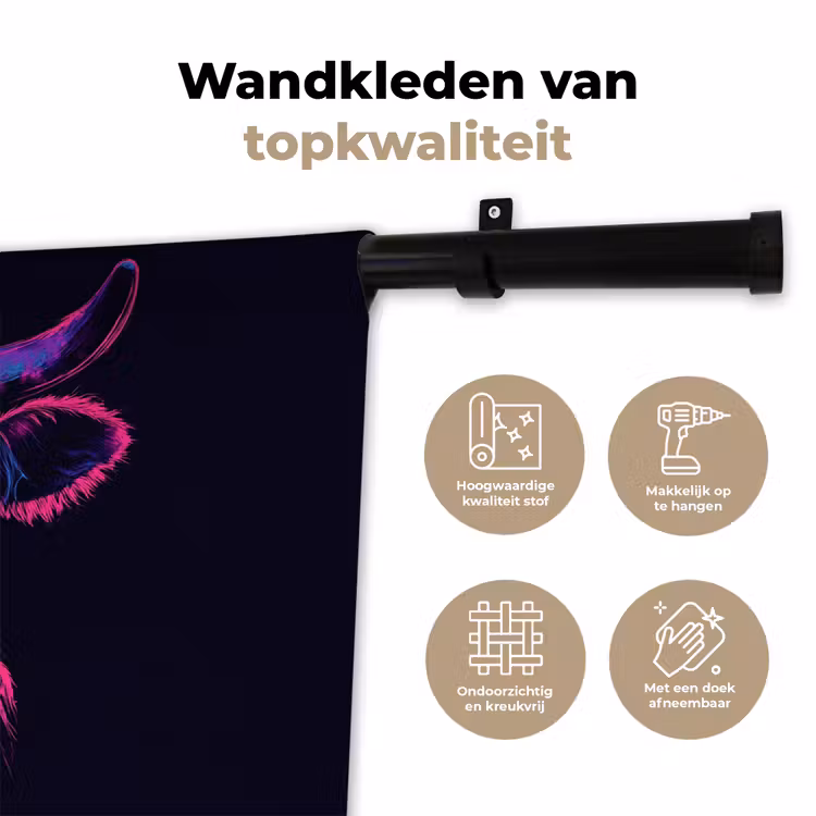 Wandkleed - Stier - Neon - Zwart - Kleur — 3