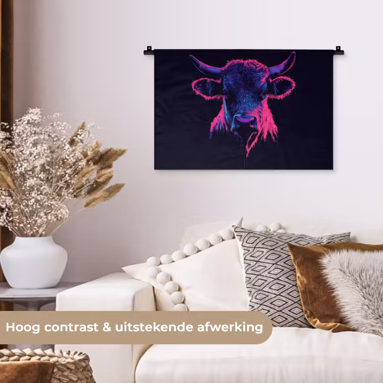 Wandkleed - Stier - Neon - Zwart - Kleur — 4