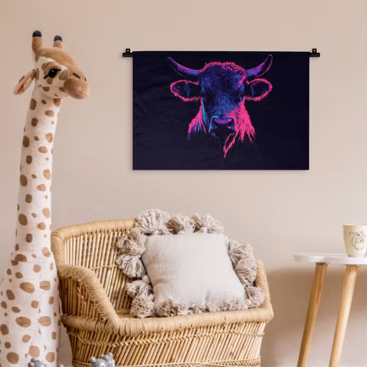 Wandkleed - Stier - Neon - Zwart - Kleur — 5