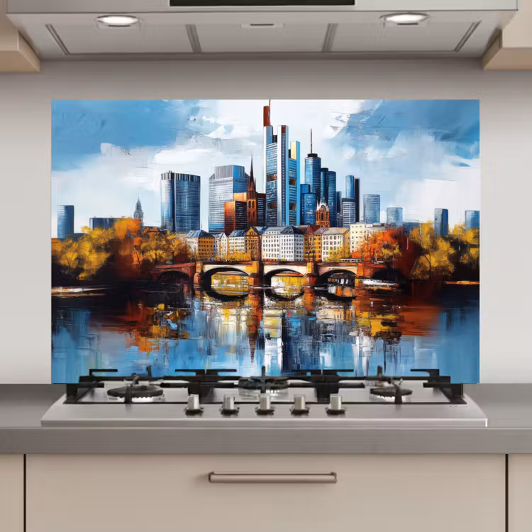 Spatscherm keuken - Bomen Frankfurt- Stad - Skyline - Brug — 1