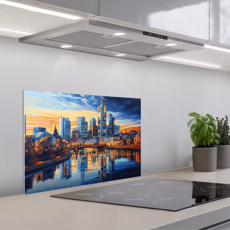 Spatscherm keuken - Zonsondergang Frankfurt - Stad - Skyline - Water — 5