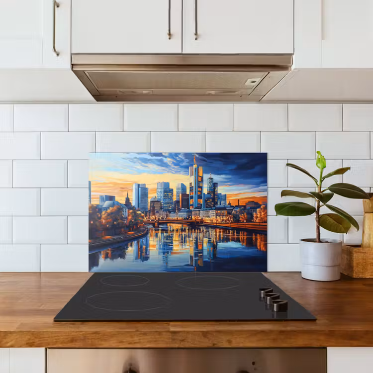 Spatscherm keuken - Zonsondergang Frankfurt - Stad - Skyline - Water — 6
