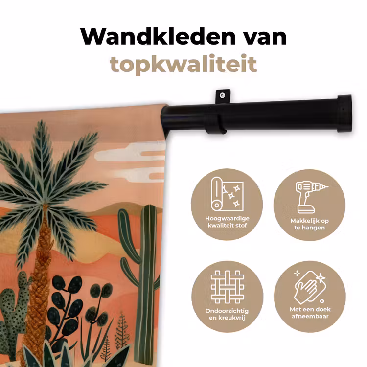Wandkleed - Tijger - Palmen - Cactus - Oranje — 3