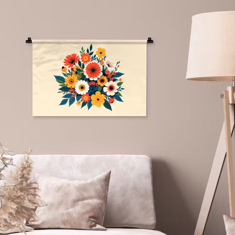 Wandkleed - Boeket - Bladeren - Illustratie - Kleurrijk — 2