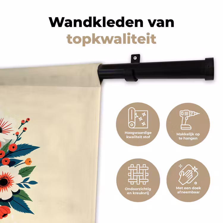Wandkleed - Boeket - Bladeren - Illustratie - Kleurrijk — 3