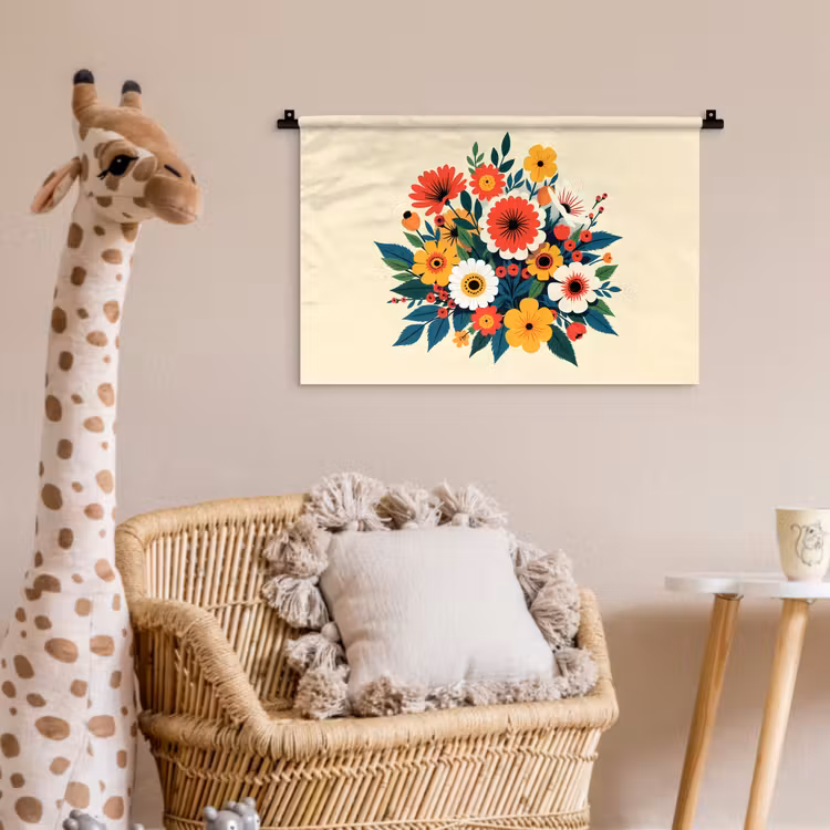 Wandkleed - Boeket - Bladeren - Illustratie - Kleurrijk — 5