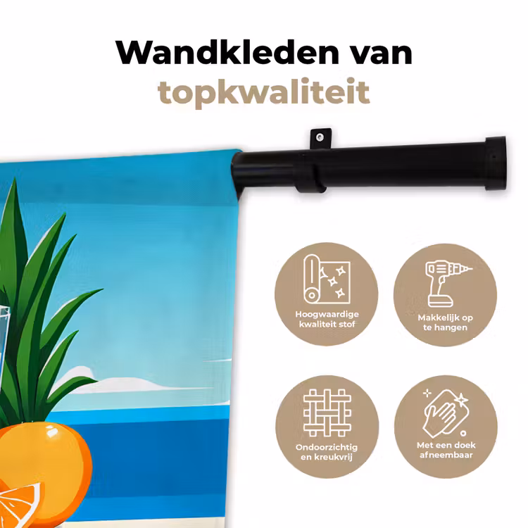 Wandkleed - Sinaasappels - Ijsblokjes - Zee - Illustratie — 3