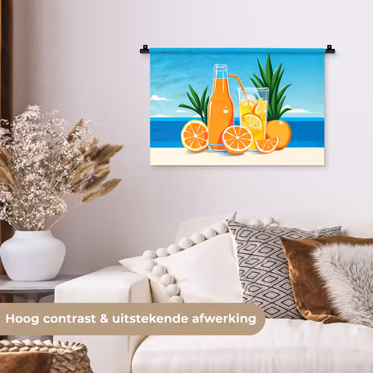 Wandkleed - Sinaasappels - Ijsblokjes - Zee - Illustratie — 4