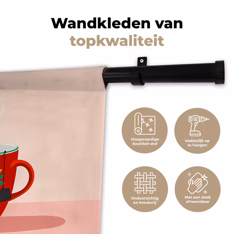 Wandkleed - Theekopjes - Bloemmotieven - Roze - Theezakjes — 3