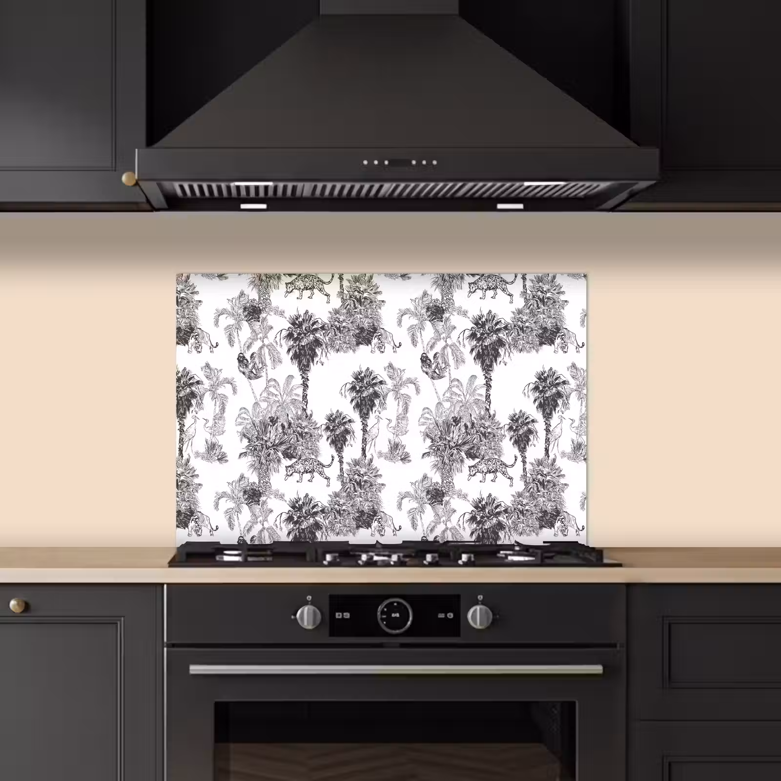 Spatscherm keuken - Jungle - Dieren - Grijs — 1