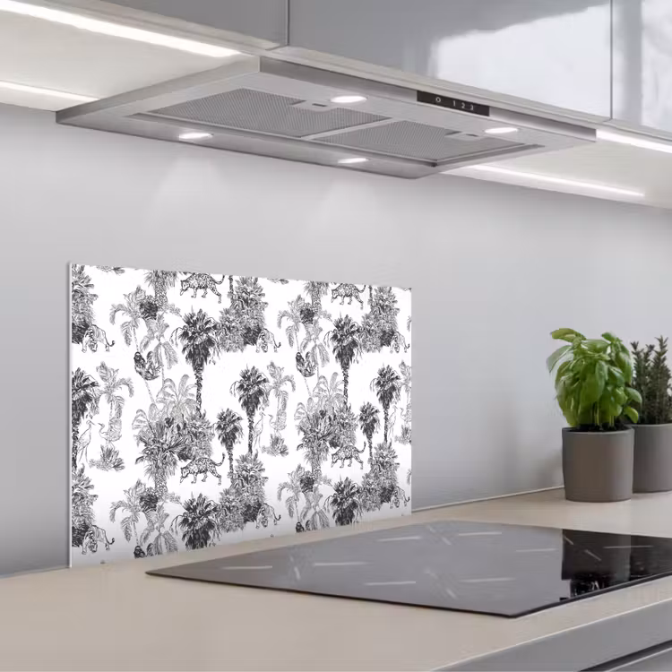 Spatscherm keuken - Jungle - Dieren - Grijs — 4