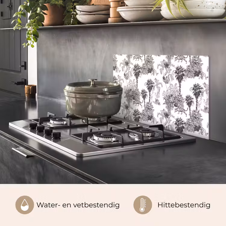 Spatscherm keuken - Jungle - Dieren - Grijs — 6