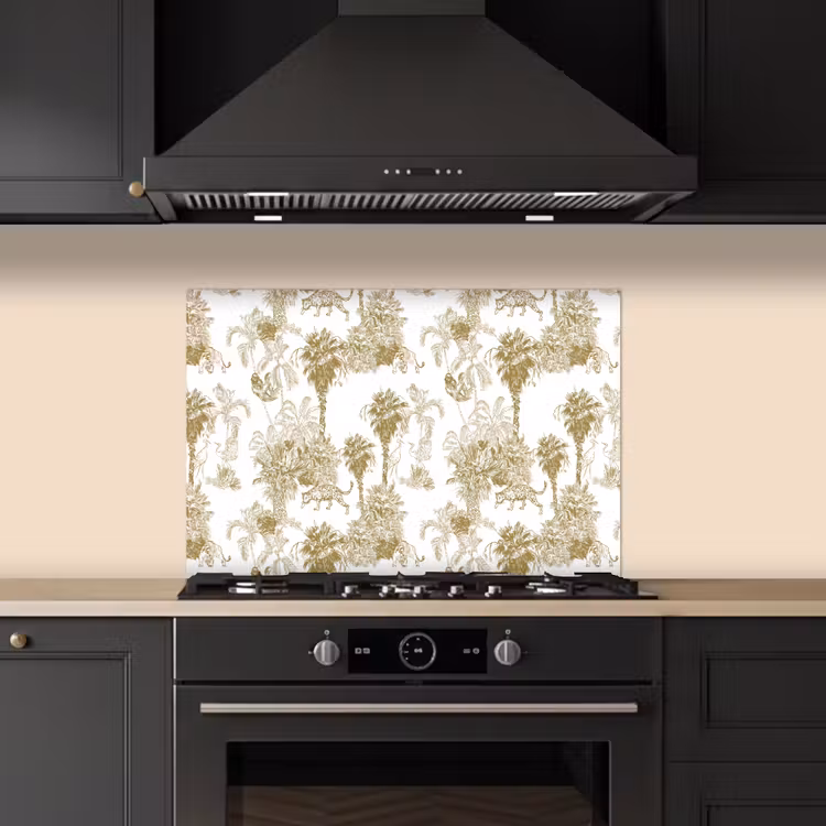 Spatscherm keuken - Oerwoud - Abstract - Beige — 1