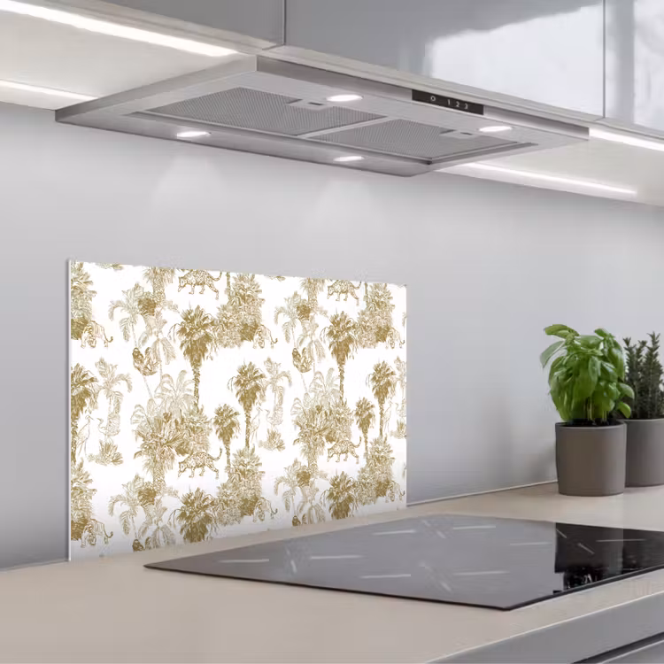 Spatscherm keuken - Oerwoud - Abstract - Beige — 4