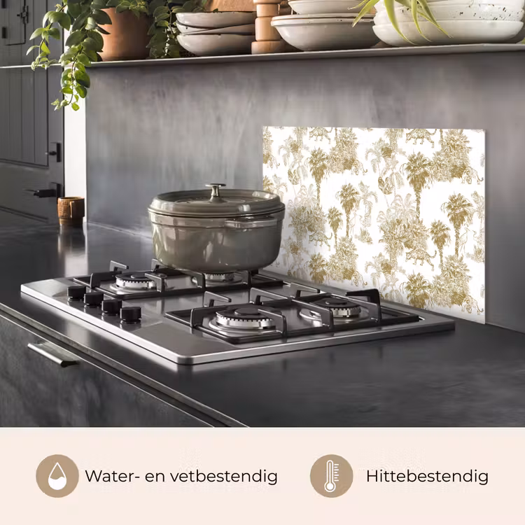 Spatscherm keuken - Oerwoud - Abstract - Beige — 6