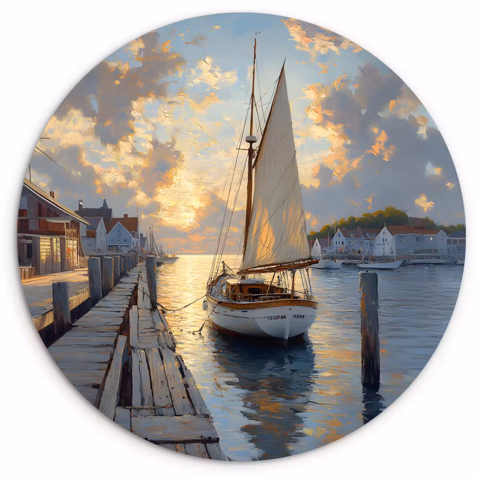 Muurcirkel - Zeilboot - Zon - Pier - Hout — 1