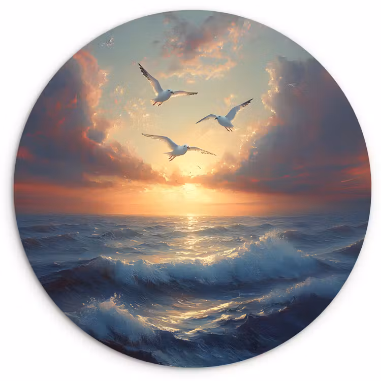 Muurcirkel - Meeuwen - Zonsondergang - Zee - Wolken — 1