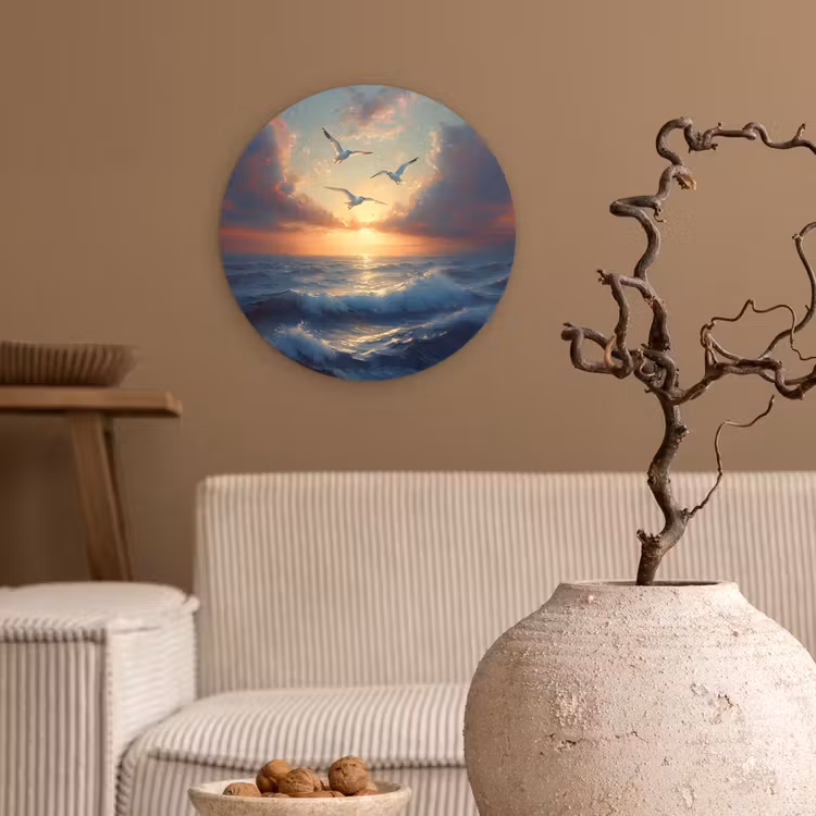 Muurcirkel - Meeuwen - Zonsondergang - Zee - Wolken — 2
