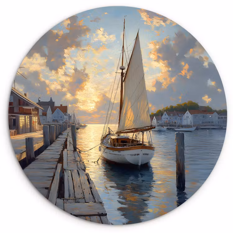 Muurcirkel - Zeilboot - Zon - Pier - Hout — 1