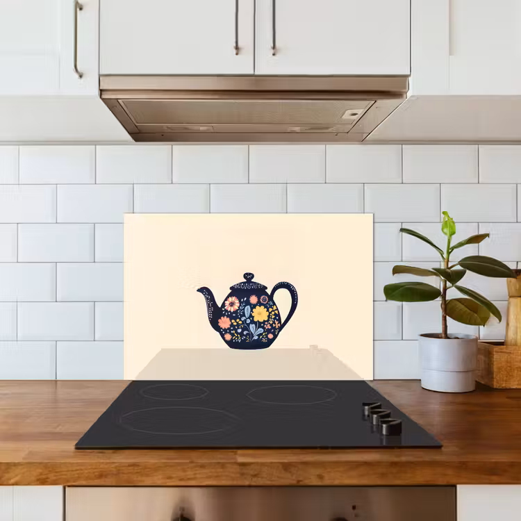 Spatscherm keuken - Theepot - Kleurrijk - Bloemen — 6