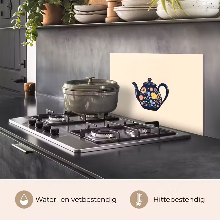 Spatscherm keuken - Theepot - Kleurrijk - Bloemen — 7